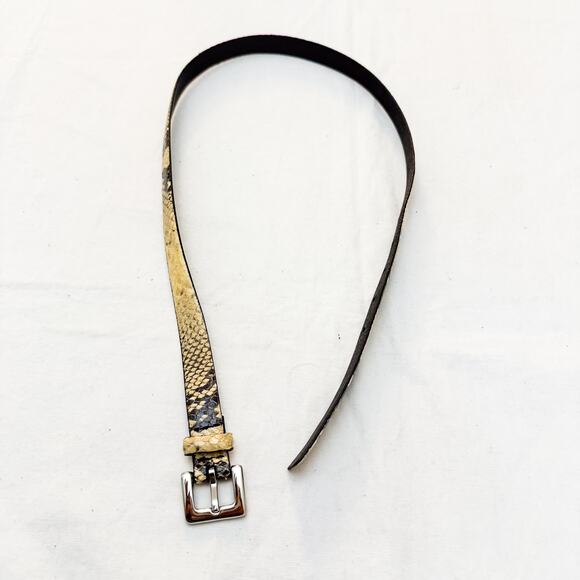 Club Monaco Snakeskin Patterned Leather Belt Silver Buckle SIze S/M